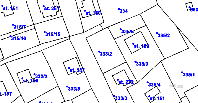 Parcela st. 333/2 v KÚ Mikulov v Krušných horách, Katastrální mapa