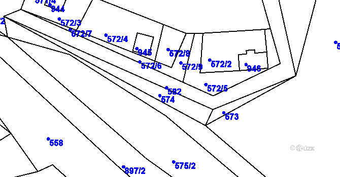 Parcela st. 582 v KÚ Mikulov v Krušných horách, Katastrální mapa