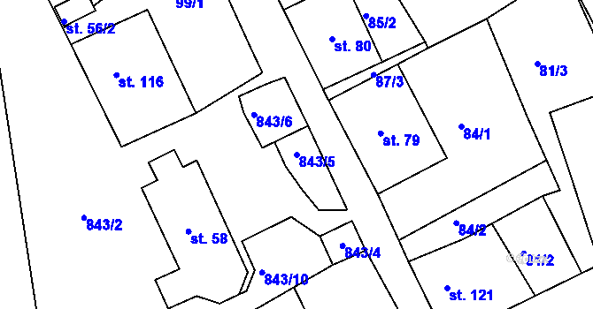 Parcela st. 843/5 v KÚ Mikulov v Krušných horách, Katastrální mapa