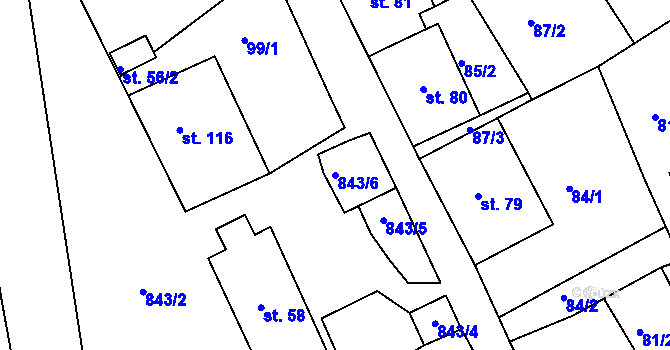 Parcela st. 843/6 v KÚ Mikulov v Krušných horách, Katastrální mapa