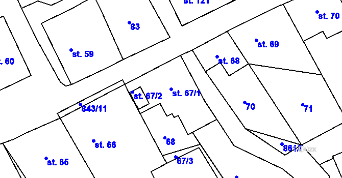 Parcela st. 67/1 v KÚ Mikulov v Krušných horách, Katastrální mapa