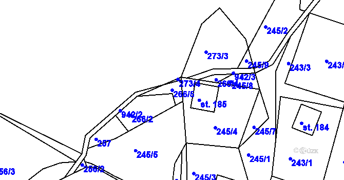 Parcela st. 266/5 v KÚ Mikulov v Krušných horách, Katastrální mapa