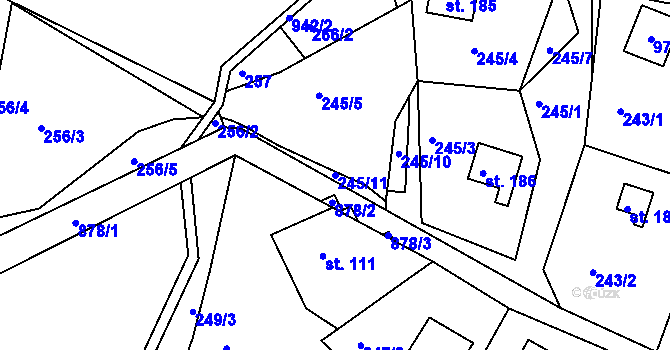 Parcela st. 245/11 v KÚ Mikulov v Krušných horách, Katastrální mapa