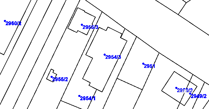 Parcela st. 2954/3 v KÚ Mikulov na Moravě, Katastrální mapa