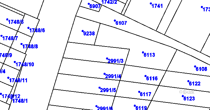 Parcela st. 2991/18 v KÚ Mikulov na Moravě, Katastrální mapa