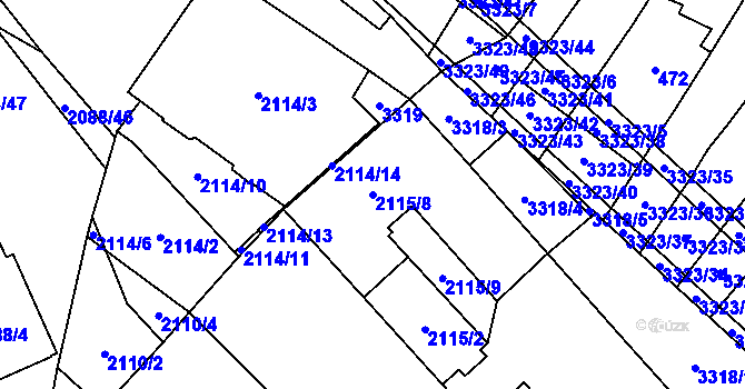 Parcela st. 2115/8 v KÚ Mikulov na Moravě, Katastrální mapa