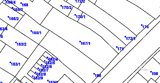Parcela st. 167/1 v KÚ Mikulov na Moravě, Katastrální mapa