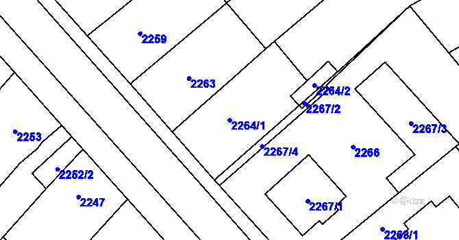 Parcela st. 2264/1 v KÚ Mikulov na Moravě, Katastrální mapa