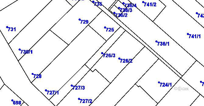Parcela st. 726/3 v KÚ Mikulov na Moravě, Katastrální mapa