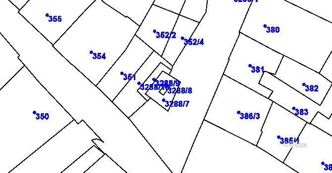 Parcela st. 3288/8 v KÚ Mikulov na Moravě, Katastrální mapa