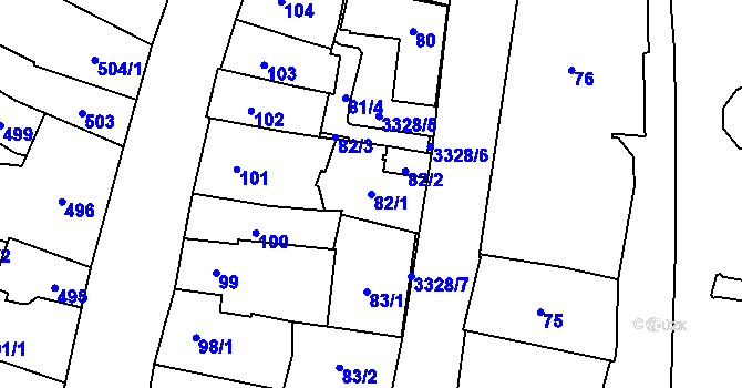 Parcela st. 82/1 v KÚ Mikulov na Moravě, Katastrální mapa