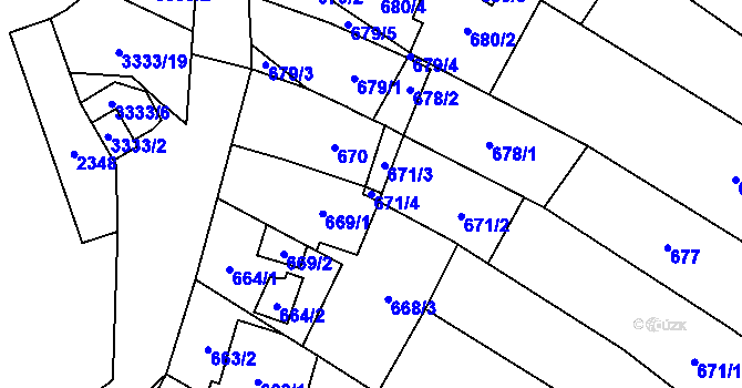 Parcela st. 671/4 v KÚ Mikulov na Moravě, Katastrální mapa