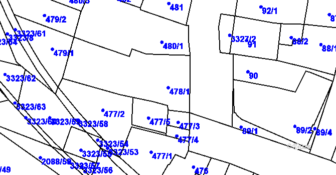 Parcela st. 478/1 v KÚ Mikulov na Moravě, Katastrální mapa