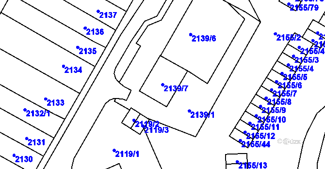 Parcela st. 2139/7 v KÚ Mikulov na Moravě, Katastrální mapa