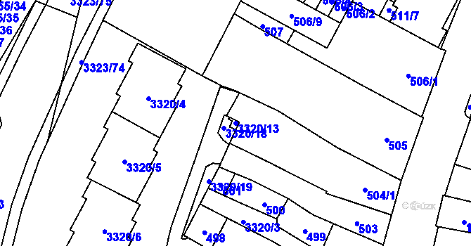 Parcela st. 3320/13 v KÚ Mikulov na Moravě, Katastrální mapa
