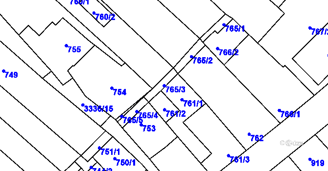 Parcela st. 765/3 v KÚ Mikulov na Moravě, Katastrální mapa