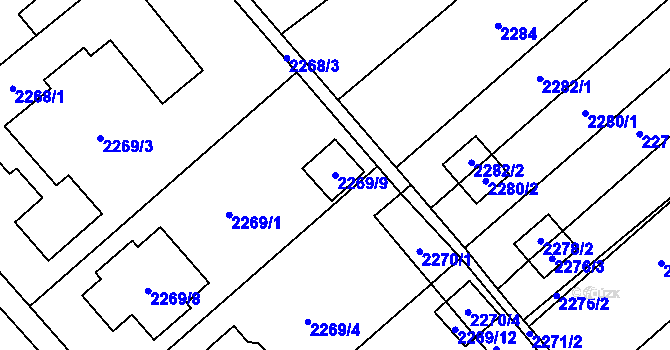 Parcela st. 2269/9 v KÚ Mikulov na Moravě, Katastrální mapa