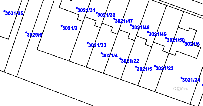 Parcela st. 3021/4 v KÚ Mikulov na Moravě, Katastrální mapa