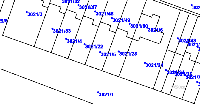 Parcela st. 3021/5 v KÚ Mikulov na Moravě, Katastrální mapa