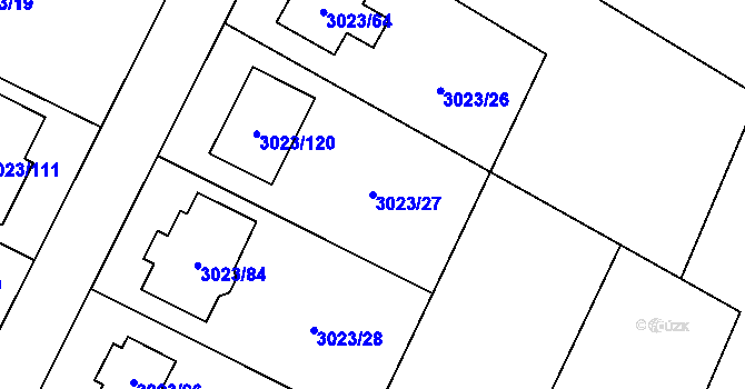 Parcela st. 3023/27 v KÚ Mikulov na Moravě, Katastrální mapa