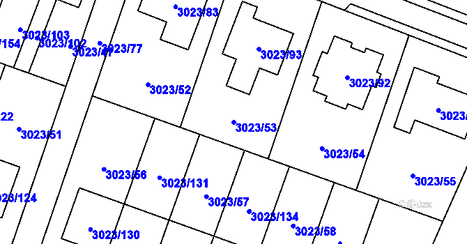 Parcela st. 3023/53 v KÚ Mikulov na Moravě, Katastrální mapa