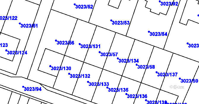 Parcela st. 3023/57 v KÚ Mikulov na Moravě, Katastrální mapa