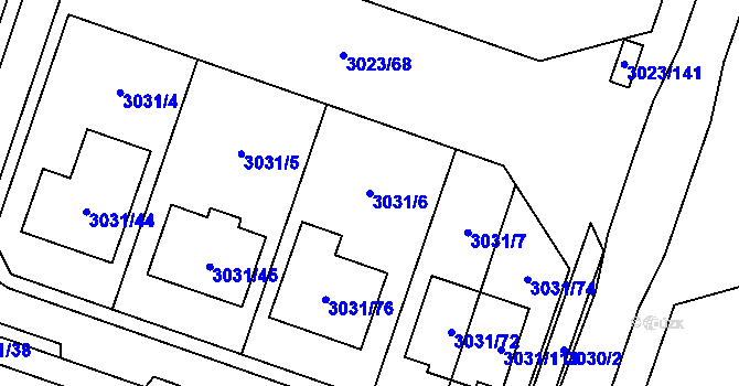 Parcela st. 3031/6 v KÚ Mikulov na Moravě, Katastrální mapa