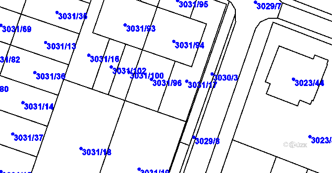 Parcela st. 3031/17 v KÚ Mikulov na Moravě, Katastrální mapa