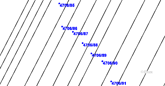 Parcela st. 4706/88 v KÚ Mikulov na Moravě, Katastrální mapa