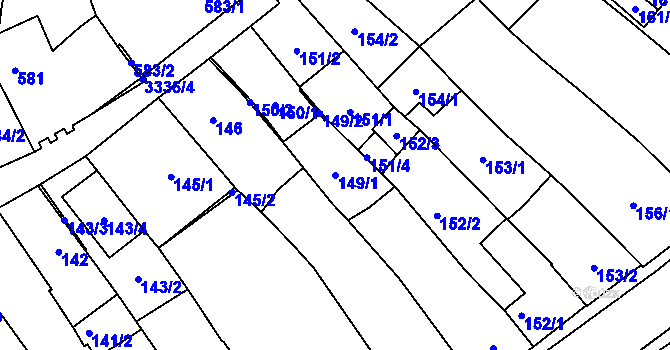Parcela st. 149/1 v KÚ Mikulov na Moravě, Katastrální mapa