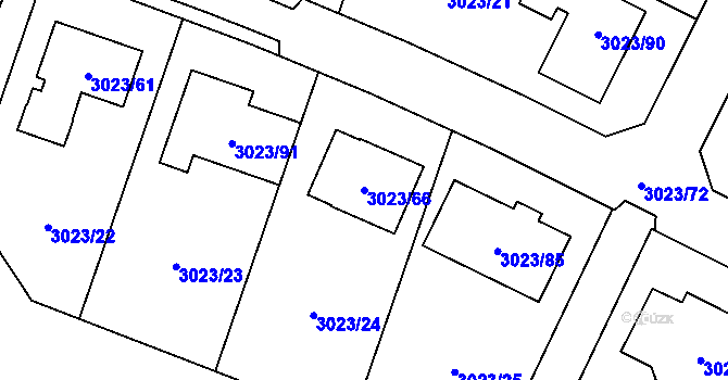 Parcela st. 3023/66 v KÚ Mikulov na Moravě, Katastrální mapa