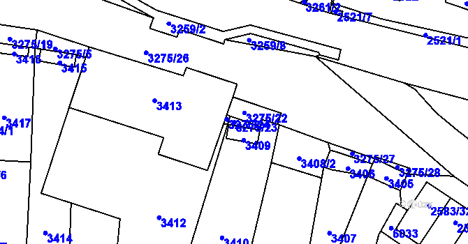 Parcela st. 3275/23 v KÚ Mikulov na Moravě, Katastrální mapa