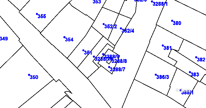 Parcela st. 3288/9 v KÚ Mikulov na Moravě, Katastrální mapa