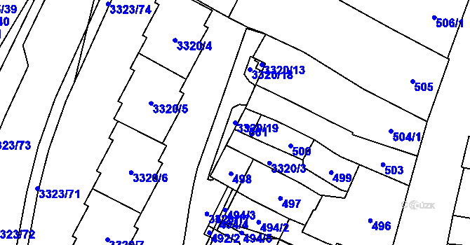 Parcela st. 3320/19 v KÚ Mikulov na Moravě, Katastrální mapa