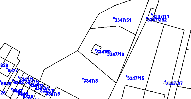 Parcela st. 3347/9 v KÚ Mikulov na Moravě, Katastrální mapa