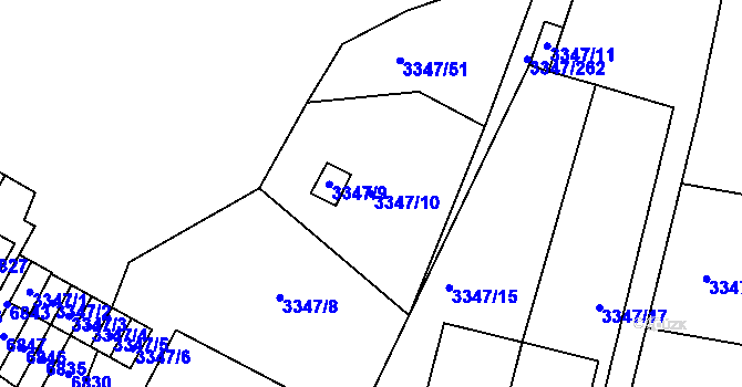 Parcela st. 3347/10 v KÚ Mikulov na Moravě, Katastrální mapa