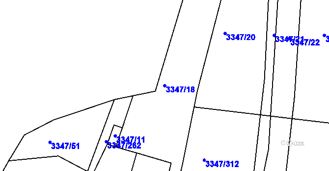 Parcela st. 3347/18 v KÚ Mikulov na Moravě, Katastrální mapa