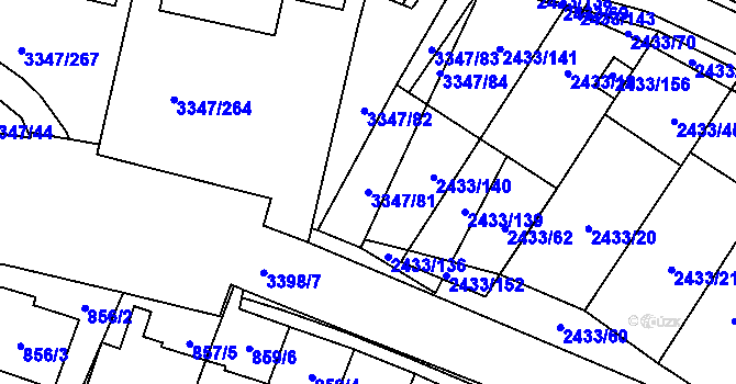Parcela st. 3347/81 v KÚ Mikulov na Moravě, Katastrální mapa