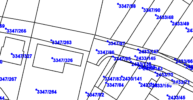 Parcela st. 3347/86 v KÚ Mikulov na Moravě, Katastrální mapa