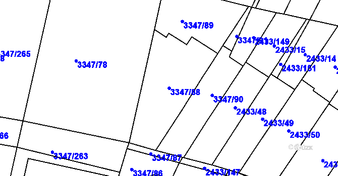 Parcela st. 3347/88 v KÚ Mikulov na Moravě, Katastrální mapa