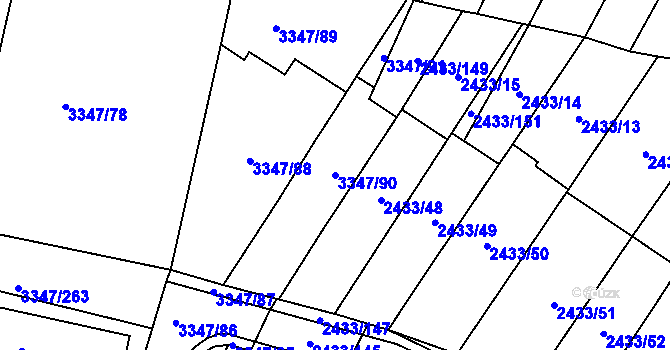 Parcela st. 3347/90 v KÚ Mikulov na Moravě, Katastrální mapa