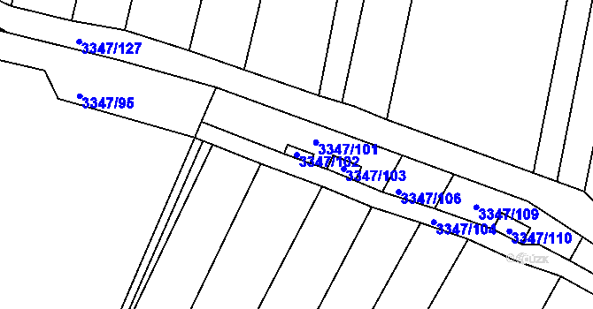 Parcela st. 3347/102 v KÚ Mikulov na Moravě, Katastrální mapa