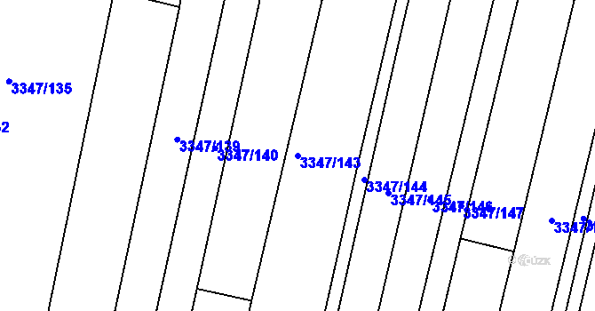 Parcela st. 3347/143 v KÚ Mikulov na Moravě, Katastrální mapa