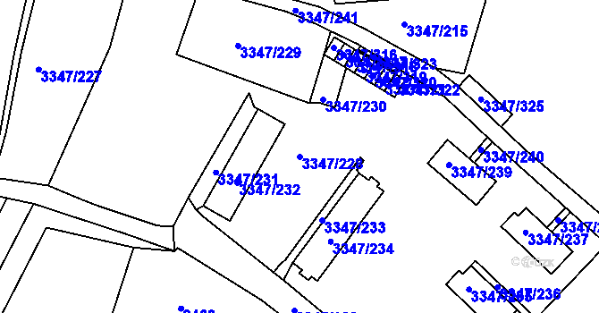 Parcela st. 3347/228 v KÚ Mikulov na Moravě, Katastrální mapa