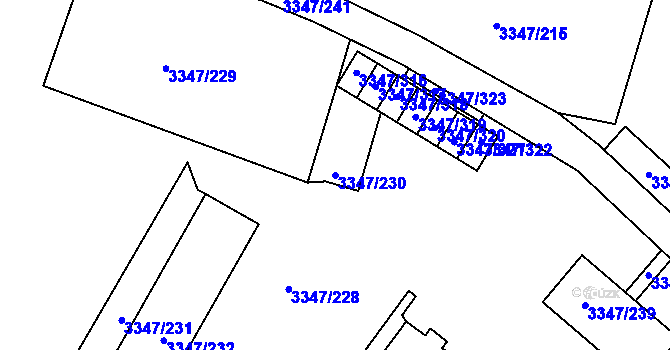 Parcela st. 3347/230 v KÚ Mikulov na Moravě, Katastrální mapa