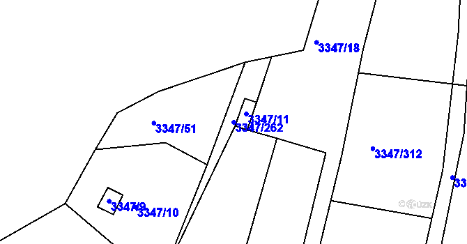 Parcela st. 3347/262 v KÚ Mikulov na Moravě, Katastrální mapa