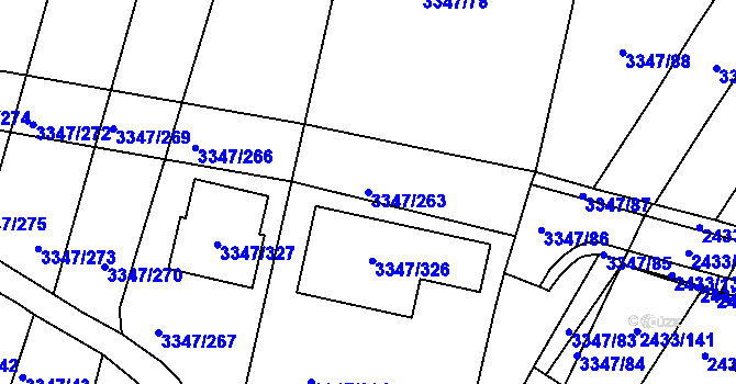 Parcela st. 3347/263 v KÚ Mikulov na Moravě, Katastrální mapa