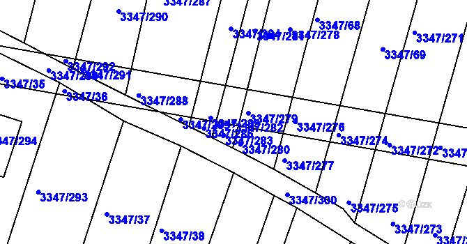 Parcela st. 3347/282 v KÚ Mikulov na Moravě, Katastrální mapa