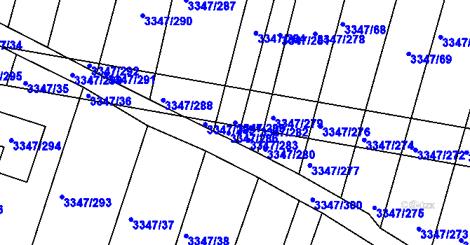Parcela st. 3347/285 v KÚ Mikulov na Moravě, Katastrální mapa