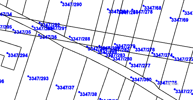 Parcela st. 3347/286 v KÚ Mikulov na Moravě, Katastrální mapa